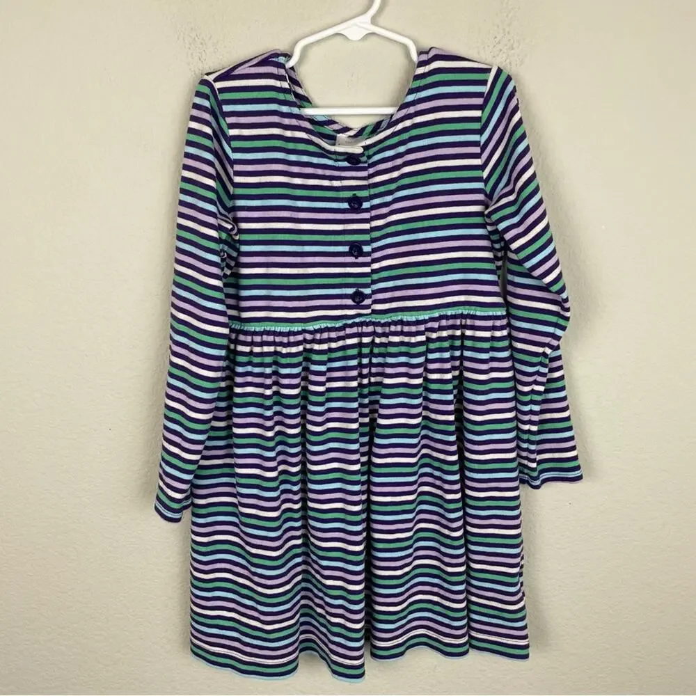 Hanna Andersson Purple Stripe Long Sleeve Knit Dress 120 (6-7)